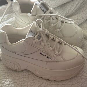 Naked Wolfe Women's Cream Platform Sneakers